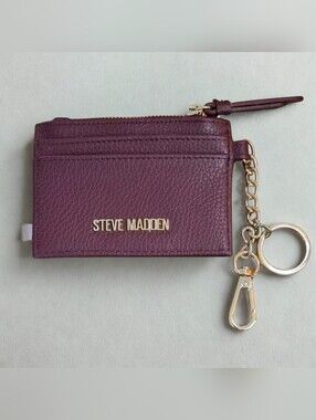 Steve Madden Wine Leather Card Holder